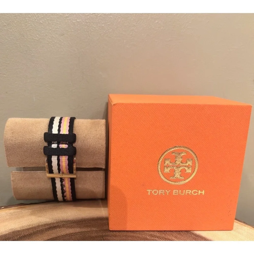 Tory Burch Women's Izzie Watch New In Box  Navy Blue Tortes And White Face